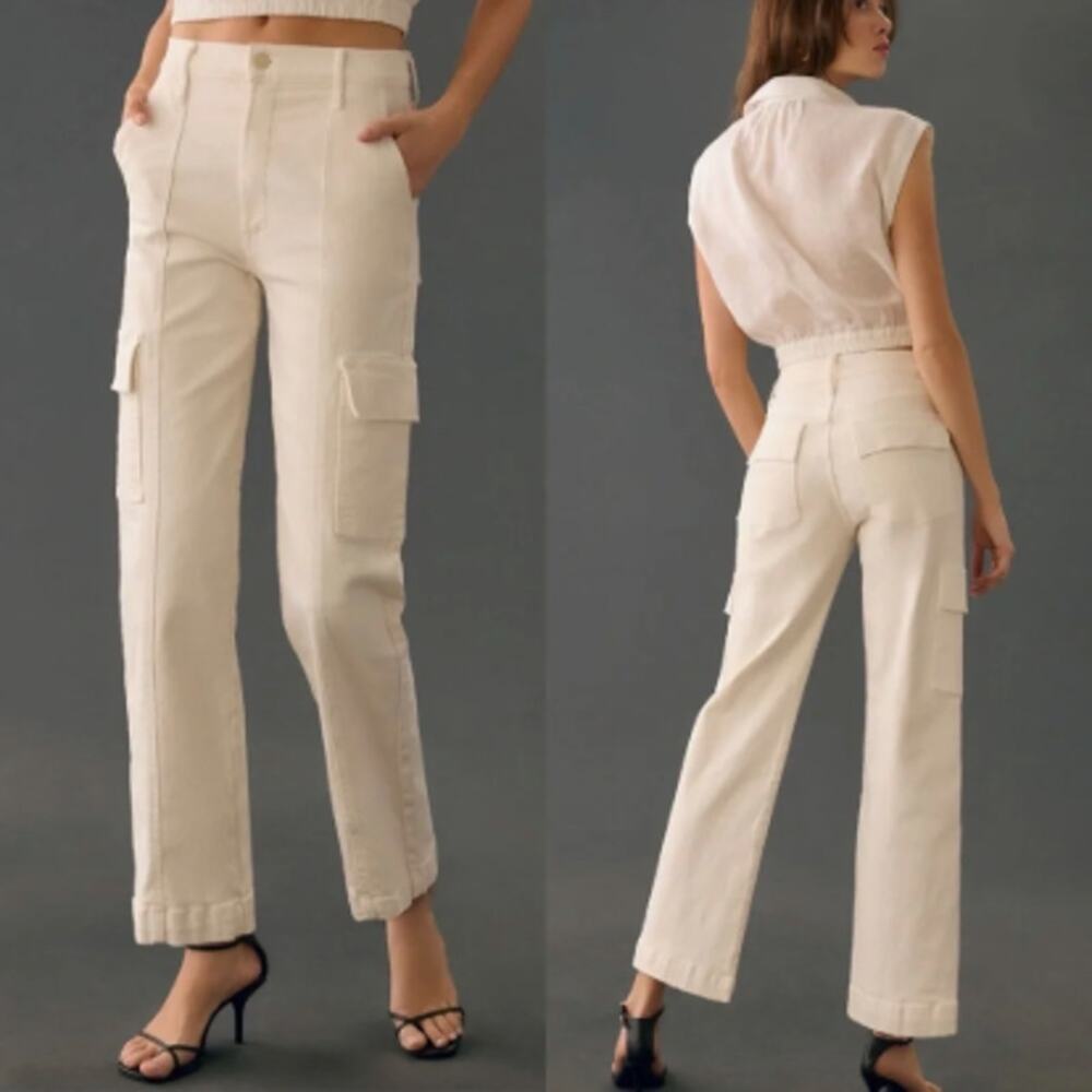 Mother The Rambler Cargo Ankle Pant in Cream Puffs Sz 28